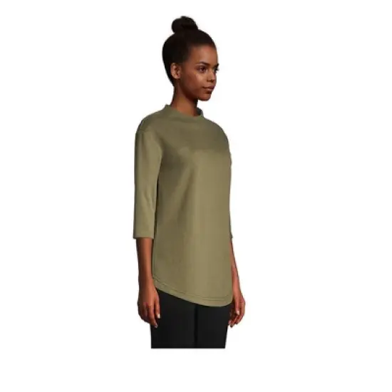 Lands' End Women's Serious Sweats 3/4 Sleeve Funnel Neck Top image {2}