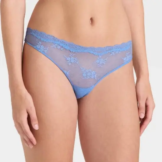 Women's 3pk Lace Thong Underwear - Wild Fable&trade; Black/Blue/Lilac image {1}
