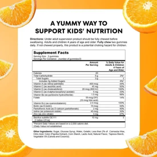 One A Day Kids' Multivitamin with Probiotic Gummies for Digestive Health - Orange - 60ct image {9}
