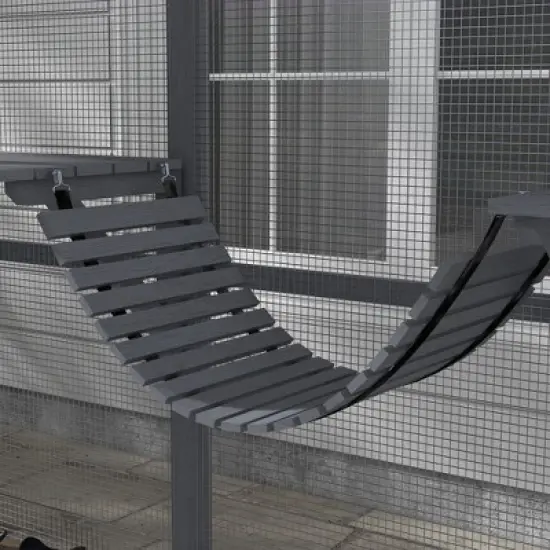 PawHut Large Catio Outdoor Cat Enclosure, Wooden Cat House for Multiple Kittens, with Waterproof Cover, Condos, Platforms, Bridge, Doors image {4}