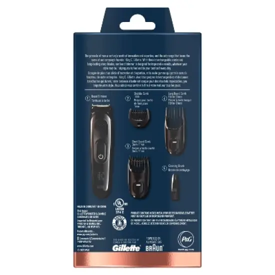 King C. Gillette Men's Cordless Beard Trimmer + 3 Interchangeable Combs image {3}