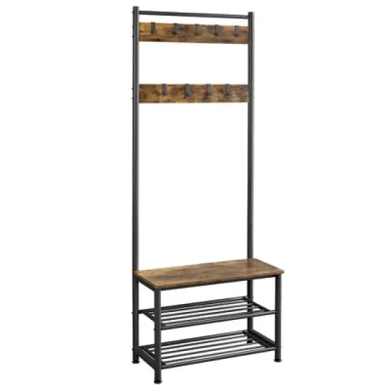 Yaheetech 73"H Metal Hall Tree with Shoe Storage Bench Coat Rack image {7}