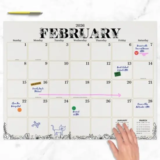 TF Publishing 22.5"x17.5" 2026 Floral Large Desk Pad Monthly Blotter Calendar image {1}