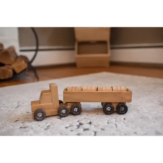 Remley Kids Wooden Barrel Truck w/ Barrels Playset image {2}
