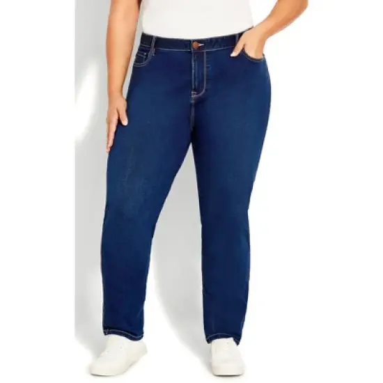 Women's Plus Size Butter Denim Straight Leg Jean Dark Wash - petite | AVENUE image {1}