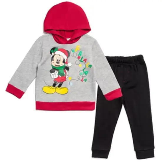 Disney Mickey Mouse Christmas Fleece Pullover Hoodie and Pants Outfit Set Infant to Little Kid  image {13}