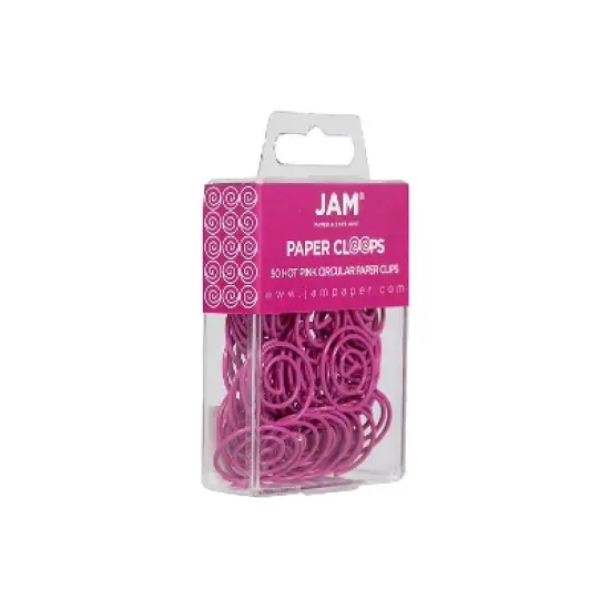JAM Paper Colored Circular Paper Clips Round Paperclips Hot Pink Fuchsia 2187136B image {1}