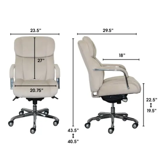 Sutherland Quilted Fabric Office Chair with Padded Arms Cream - La-Z-Boy image {4}