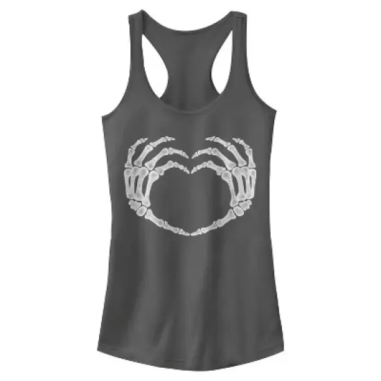 Junior's Lost Gods Halloween Skeleton Heart Hands Racerback Tank Top image {2}
