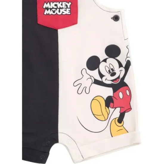 Disney Mickey Mouse Baby French Terry Short Overalls T-Shirt and Hat 3 Piece Outfit Set Newborn to Infant image {7}