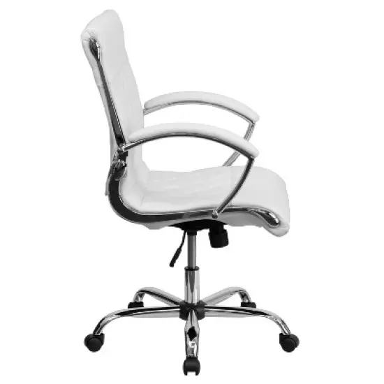 Emma and Oliver Mid-Back Designer Executive Swivel Arm Office Chair with Chrome Base image {2}