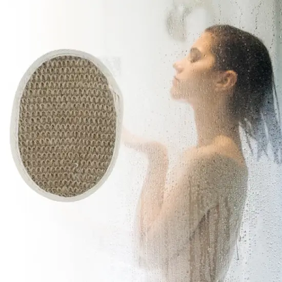 Unique Bargains Jute Bath Brush for Shower 5.71"x4.33" Beige Brown 2 Pcs image {1}