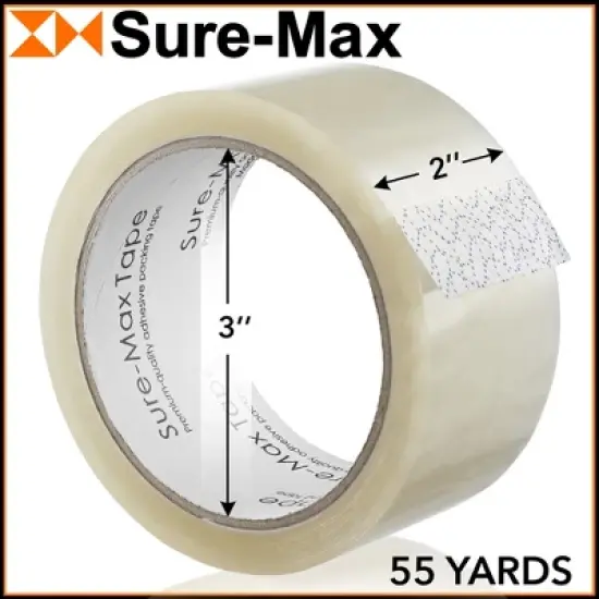 Sure-Max Premium Carton Packing Tape 2.0 mil 165 Feet (55 yards) - Clear image {2}