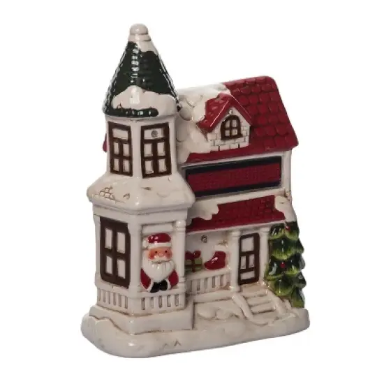 Transpac Dolomite Light Up Santa House with Music - Festive Christmas Decorative Object for Holiday Cheer image {3}