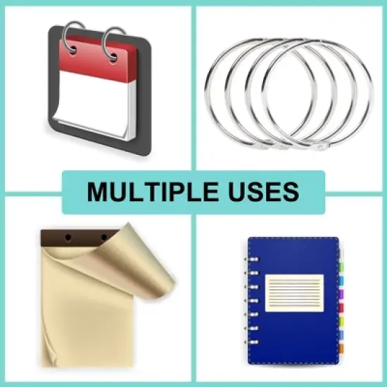 Unique Bargains Metal Loose Leaf Bundle Book Rings Keyrings 2.2" Outside Dia Silver Tone 4 Pcs image {4}