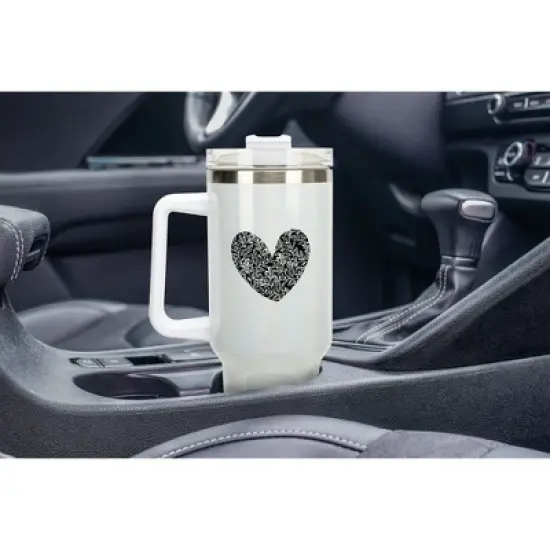 Elanze Designs Floral Vine Heart Life Full of Love Wrap-Around 40 Oz. Stainless Steel Water Bottle Coffee Mug, Spill & Leak Resistant, Travel Tumbler image {4}