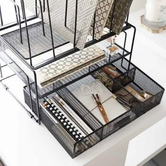 Blu Monaco Desk Organizer with File Sorters & Drawer image {3}