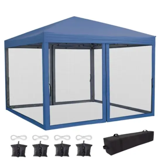 Pop Up Canopy Tent 10 ft. x 10 ft. Mosquito Netting & Wheeled Bag, One Push Setup, 3 Height Sun Shelter image {7}