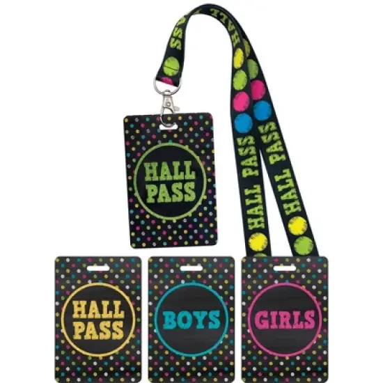 Teacher Created Resources&reg; Chalkboard Brights Hall Pass with Lanyard, Set of 4 image {5}