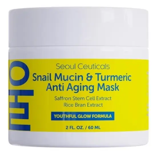 Seoul Ceuticals Korean Skin Care Korean Face Mask - Snail Mucin Mask Korean Skincare Turmeric Anti Aging Mask - K Beauty With Saffron + Rice Bran, 2oz image {3}