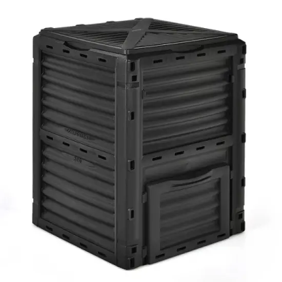 Tangkula 80-Gallon Outdoor Composter W/ Large Openable Lid & Bottom Exit Door image {10}