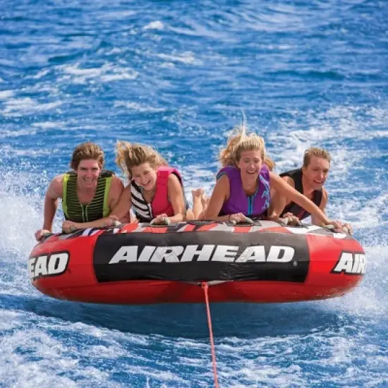 Airhead AHSSL-42 Slice 100" Inflatable Double Rider Towable Lake Boating Tube Water Raft with Tow Point, Boston Valve, and Heavy-Duty PVC image {2}