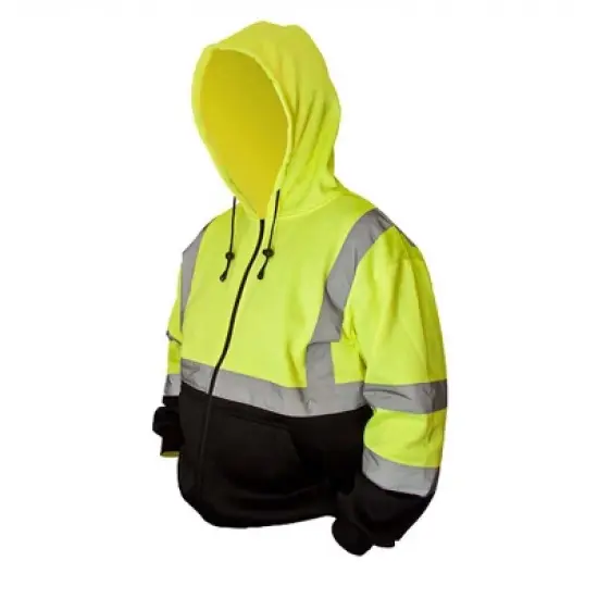 Forester Single Weight Class 3 Hi-Vis Zippered Hooded Sweatshirt w/ Drawstring image {3}