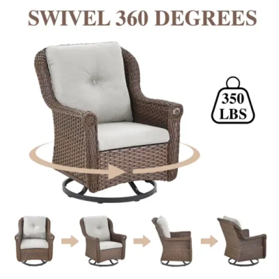 Outdoor Swivel Chair Wicker Patio Glider Chair High Back Swivel Chairs Set of 2 image {3}