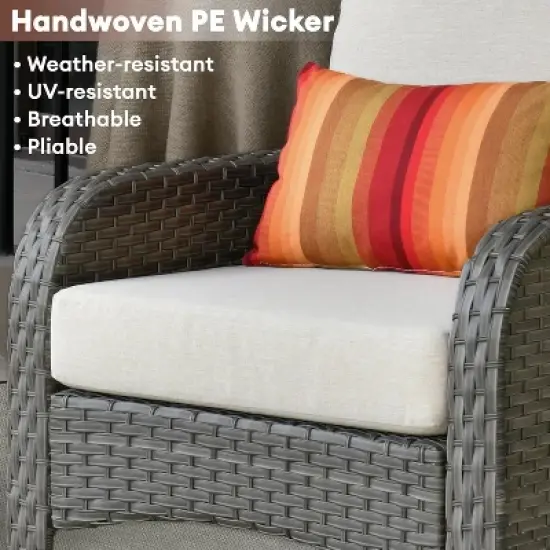 XIZZI Outdoor Wicker Sofa Set with Optional Swivel Chairs, 3.5" Cushions 5 Colors (Gray, Black, Navy, etc.), All-Weather Rattan, Modular 2-7 Pieces image {2}