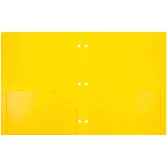 JAM 6pk Heavy Duty 3 Hole Punch 2 Pocket School Presentation Paper Folder Yellow image {1}