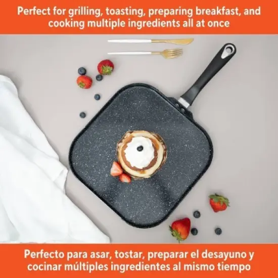 IMUSA 11" Ceramic Bistro Square Griddle Black: Pancake & Tortilla Stovetop Griddle, Aluminum, Hand Wash image {6}