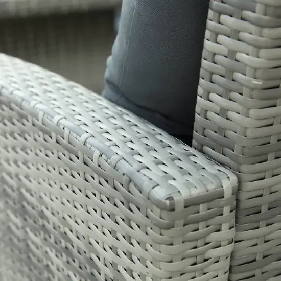 6pc Outdoor Set with Sectional & Glass Table - Gray - WELLFOR image {10}