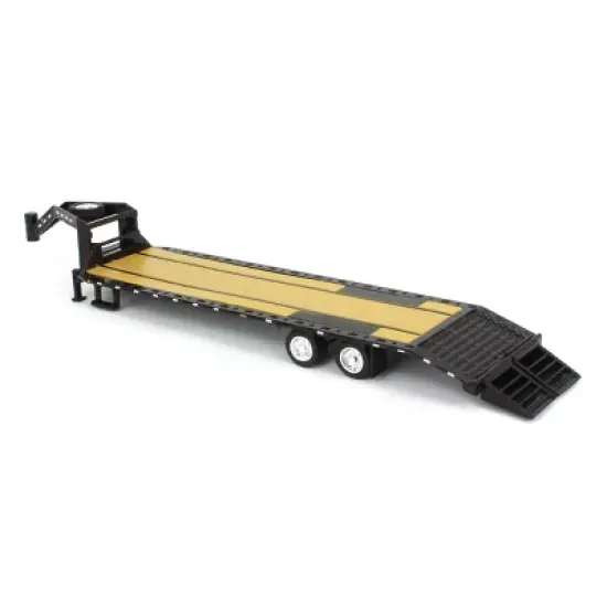 Greenlight Collectibles 1/64 Gooseneck Trailer Black with Red and White Conspicuity Stripes 30390 image {3}