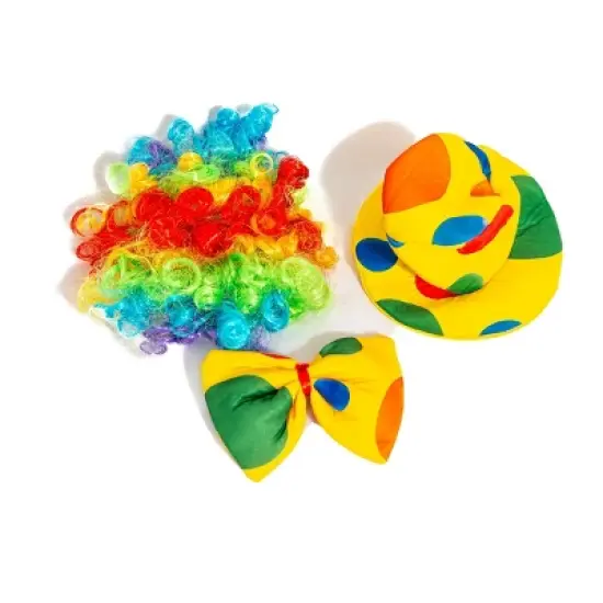 Midlee Clown Dog Costume Hat Wig & Bowtie image {1}