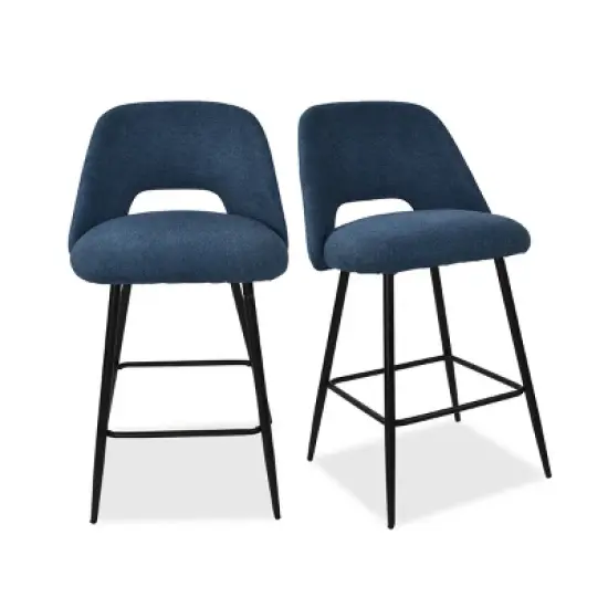 26.5" Edwin Upholstered Counter Height Stool (Set of 2) Black Leg-The Pop Maison image {8}