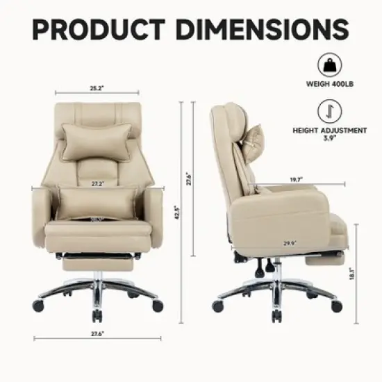 NicBex Ergonomic Office Chair with Footrest, Adjustable Tilt Gaming Chair with Lumbar Support & Removable Headrest, Swivel Chair for Office image {4}