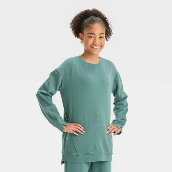 Girls' Oversized Crewneck Pull-Over Sweatshirt - art class&trade; image {3}