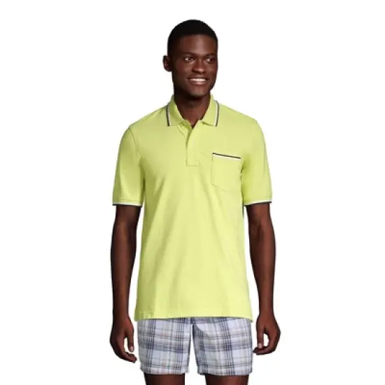 Lands' End Men's Short Sleeve Comfort First Solid Mesh Polo With Pocket image {12}