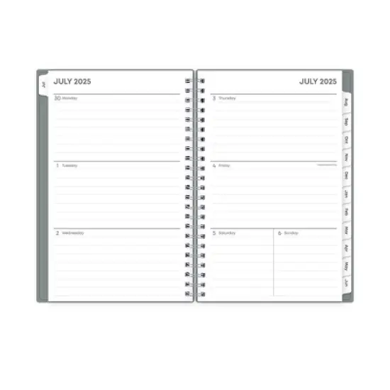 Blue Sky 5"x8" 2025-2026 Weekly/Monthly Wirebound Planner Gray Double Pockets image {4}