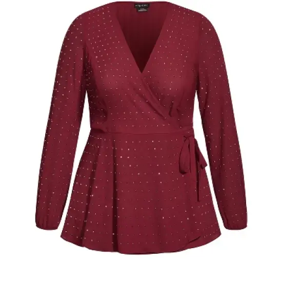 Women's Plus Size Bling Flirt Top - ruby | CITY CHIC image {3}