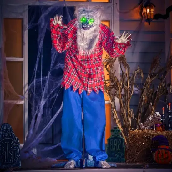 Joyfy 63'' Halloween Standing Werewolf Outdoor Decoration, Life Size Animated Ghost with LED Eyes and Sound Haunted House Props for Lawn Yard Patio image {5}