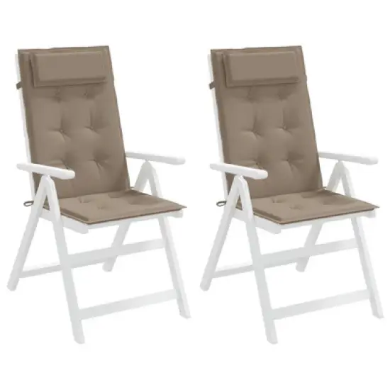 vidaXL Chair Cushion Outdoor High Back Chair Cushion Seat Pad Oxford Fabric - Taupe 2 pcs image {3}