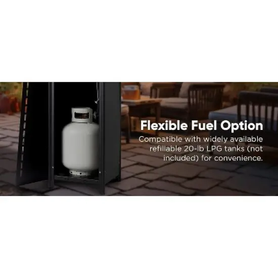 Fire Sense Pyramid Flame Patio Heater 40,000 BTU Outdoor Propane Heater Tower with Wheels - Hammered Platinum Finish image {12}