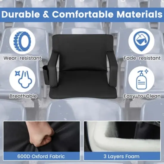 Costway 1/2 PCS Stadium Seat for Bleachers Bleacher Chair with 6 Adjustable Positions Back Support Black image {7}