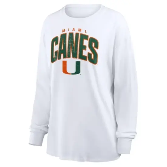 NCAA Miami Hurricanes Women's White Long Sleeve T-Shirt image {3}