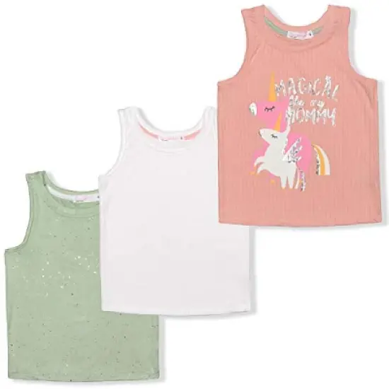 Young Hearts Girl's 3-Pack Magical Like My Mommy Unicorn Tank Tops for toddler image {7}