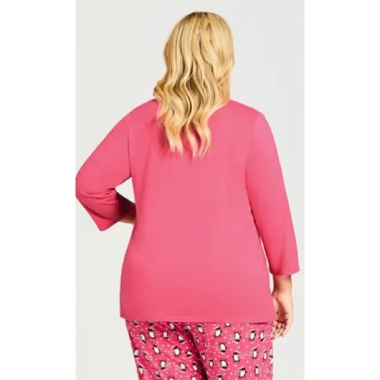 Women's Plus Size Cold Outside Sleep Top - pink | AVENUE image {2}