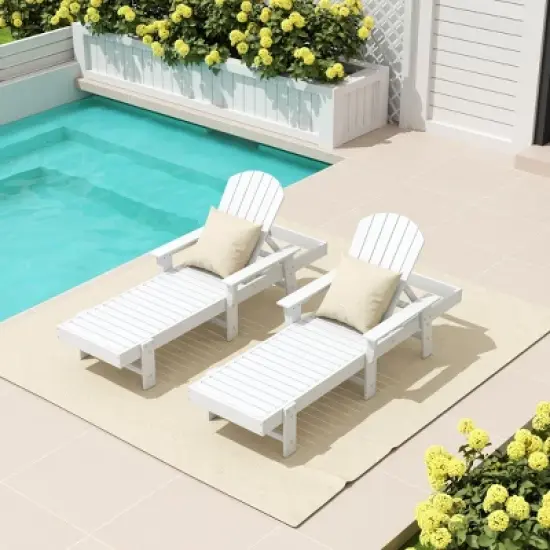 WestinTrends Dylan 2 Piece Adirondack Poly Reclining Chaise Lounge With Arms image {14}