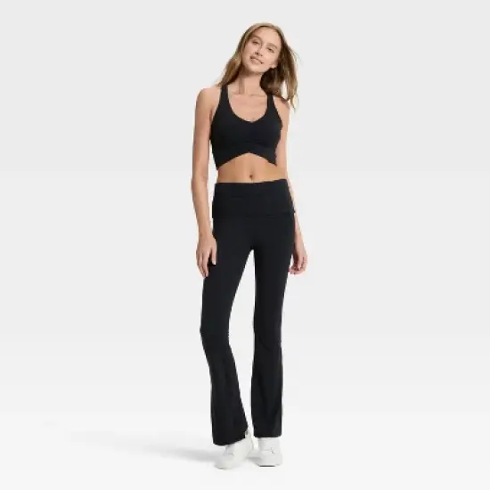 Women's High-Rise Foldover Waistband Flared Leggings - JoyLab&trade; image {2}
