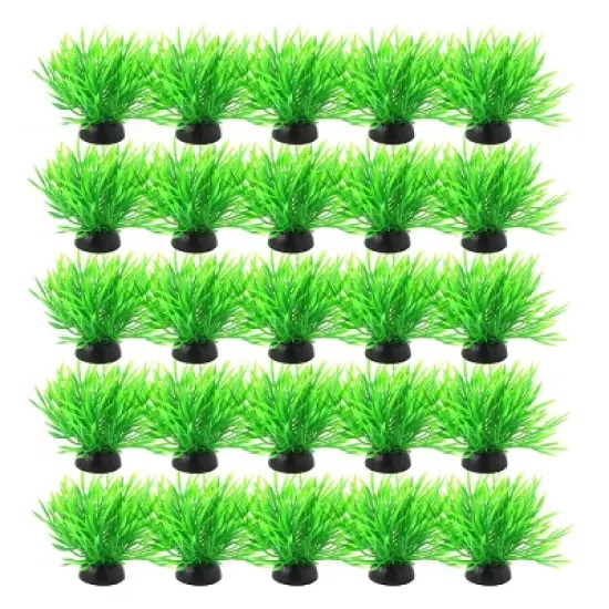 Unique Bargains Aquarium Fish Tank Plastic Decoration Lifelike Plant Ornament Green Black 20 Pcs image {3}